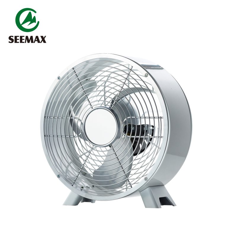 220V 20W 3 Blades Silver Metal Clock Table Fan