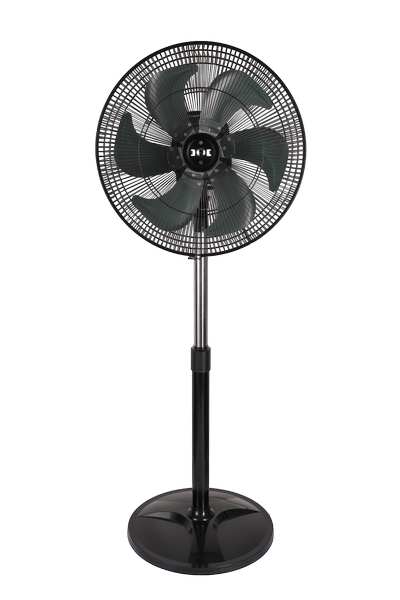 12-inch heavy-duty commercial pedestal fan side profile with 6 aluminum blades